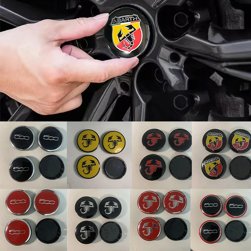 4 pçs 56mm cubo da roda do carro capa emblema adesivo acessório para fiat abarth 500 tipo fr panda argo freemont viaggio bravo punto doblo