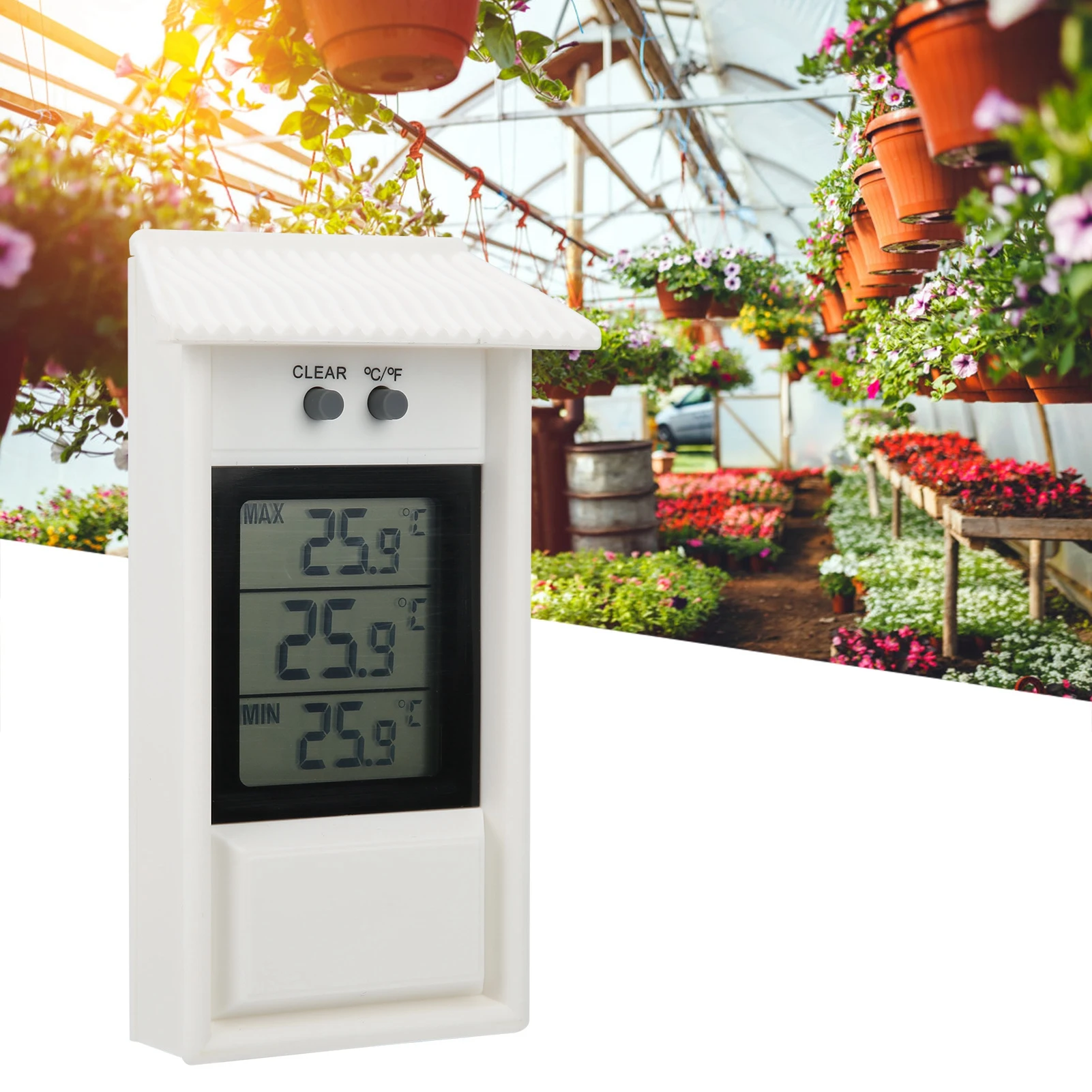 

Garden Thermometer Temperature Gauge Digital Thermometer Outdoor Garden Waterproof Thermometer White Temperature Gauge with Hook