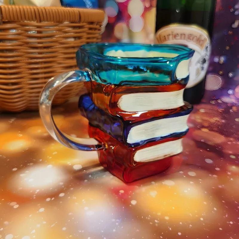 

Книга из боросиликатного стекла, окрашенная книга, кофе, 3D трехмерная стежка, чашка для завтрака, молока