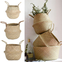 Woven Storage Basket Seagrass Storage Basket Flower Pot Cesta Mimbre Baskets Dirty Clothes Rattan Hanging Plant Pot home decor