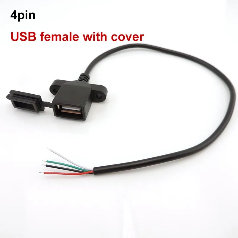 Imagem -03 - Usb Fêmea Capa Plug Porta Tomada de Alimentação Cabo à Prova de Poeira Montagem Painel Conector Soldagem Reparação Fio Porta Carregamento 100x 2pin 4pin