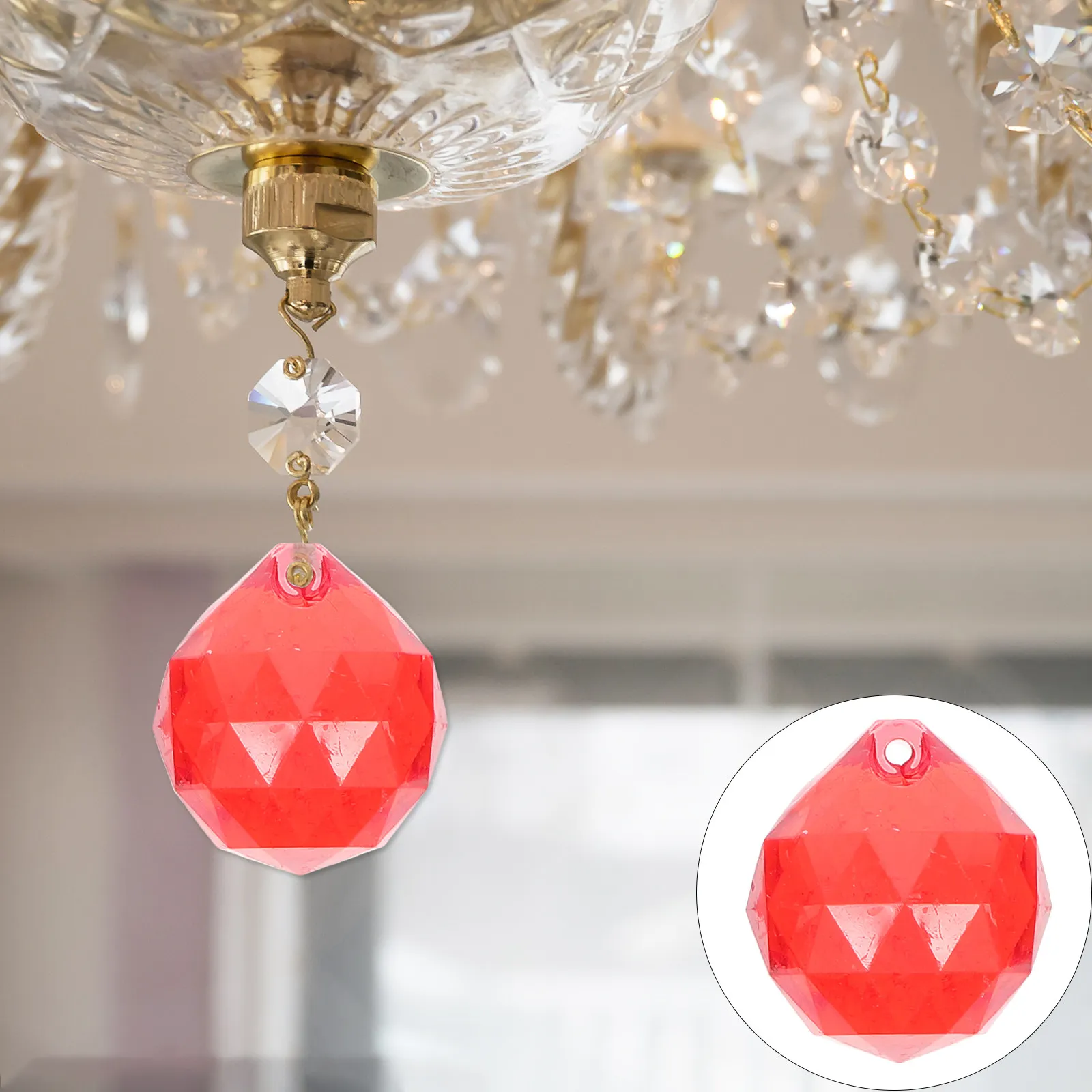 1Set Plastic Crystal Beads Pendants Faceted Light Catcher Rainbow Refraction Decor for Wedding Party Christmas Room