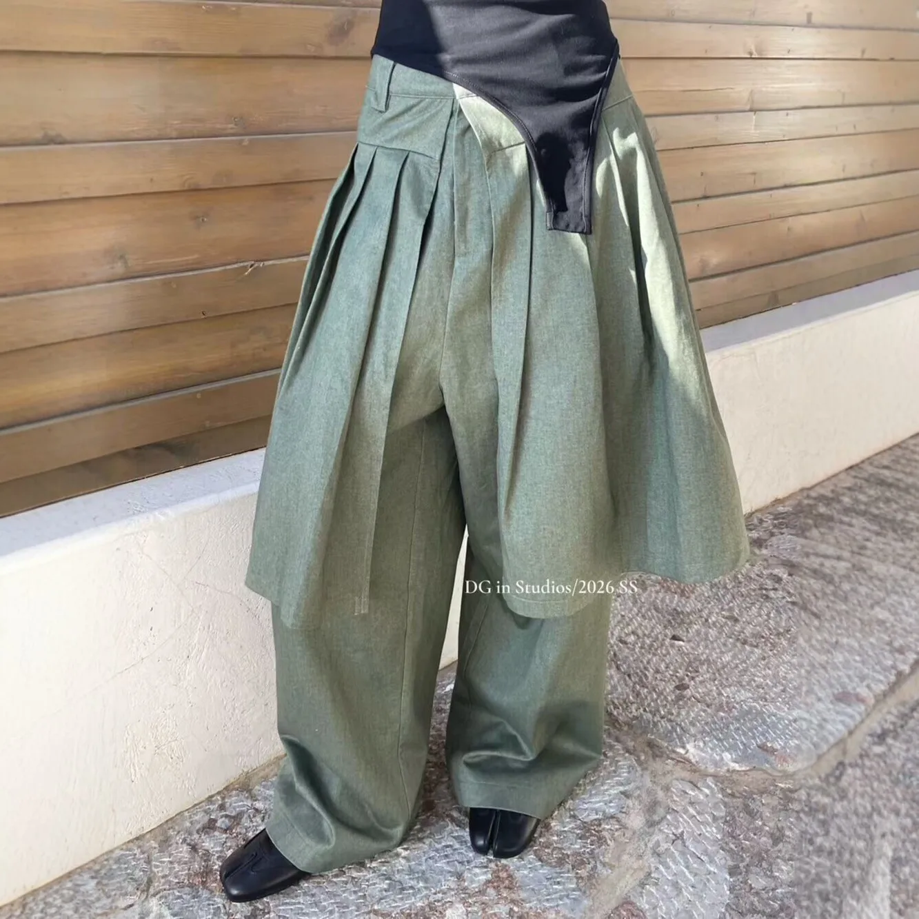 

SuperAen 2026 Весенние Новые Дизайнерские Широкие Брюки-Палаццо с Пэчворком для Женщин, Свободные Модные Повседневные Длинные Брюки-Юбка