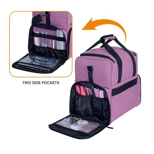 Imagen 2 del producto UOZL Bolsa de maquillaje de doble capa de gran capacidad con 3 bolsas extraíbles y 2 compartimentos extraíbles con correa de hombro ajustable