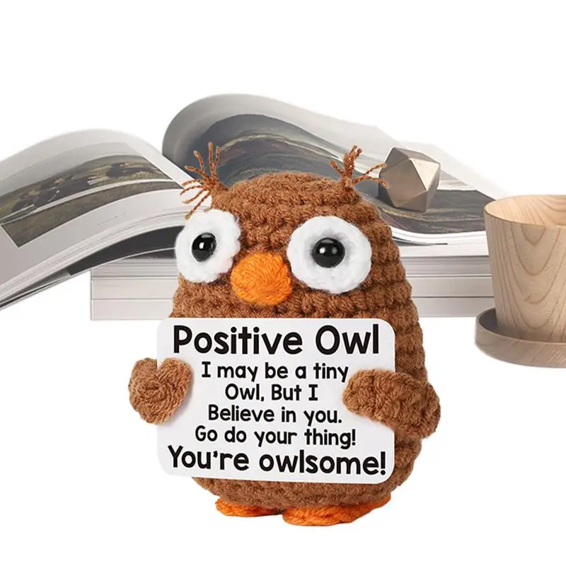 Crochet Positive Energy Animals Dolls Mini Pocket Hug Handmade Plush Knitted Cute owl Hand-woven Doll Desktop Decor Home Decor