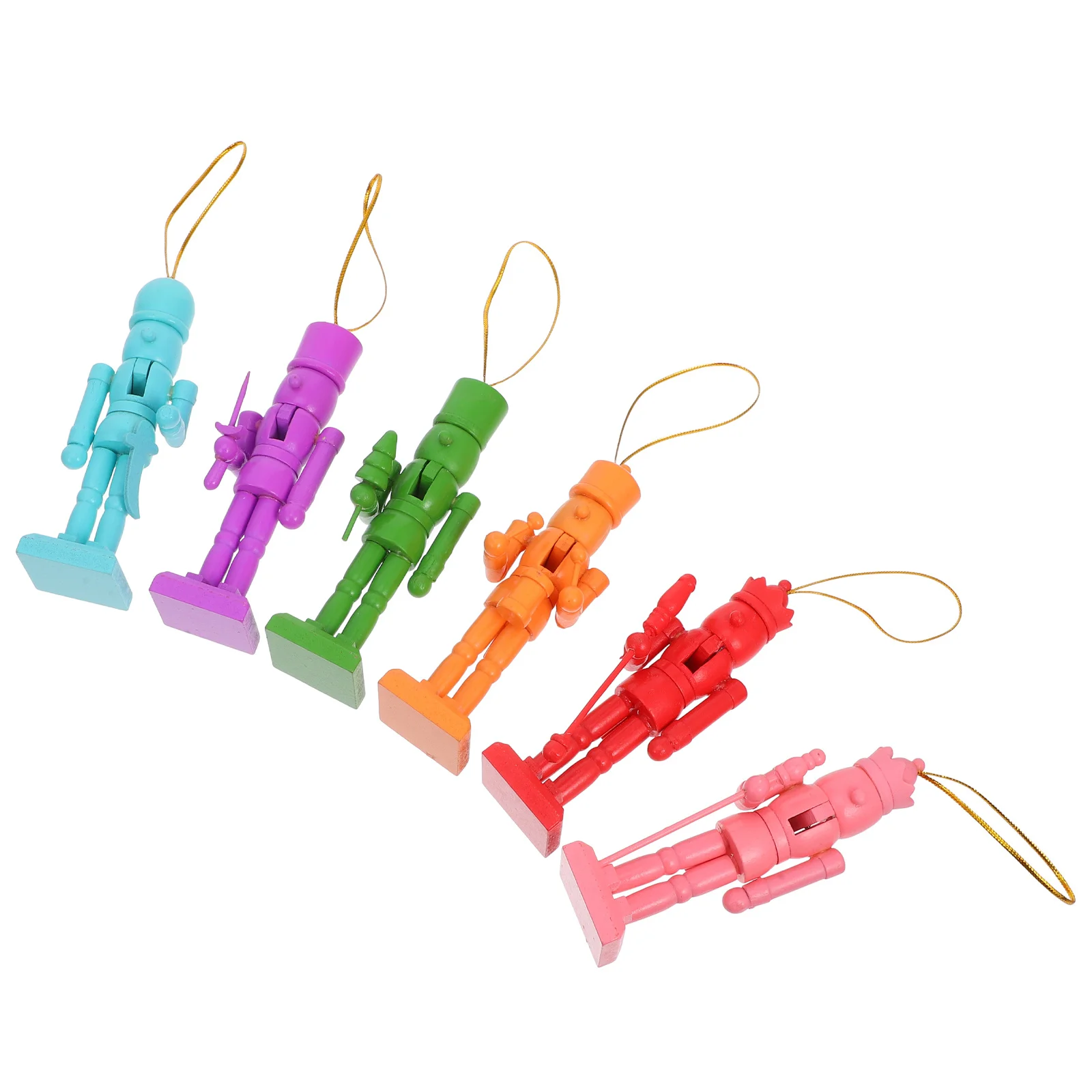 

6Pcs Wooden Nutcracker Ornaments Colorful Xmas Hanging Decorations Classic Christmas Tree Pendants Nutcracker Ornaments