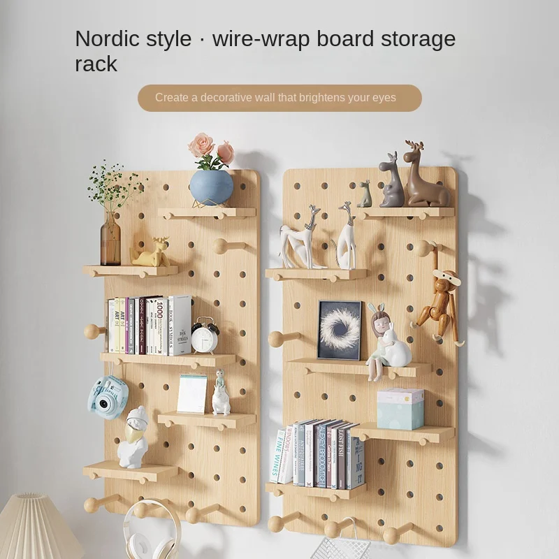 

Hole Hole BanShi Wooden Walls Shelf Display Wall Can Be Hung on The Wall Partition Receive A Frame of Wood Home