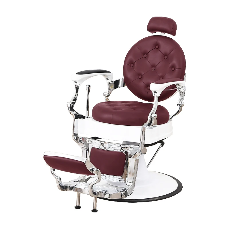 China Hot Sale Premium Multifunctional Red Barber Chair Soft Chair Barber with Massage Head Treatment Barber Shop Salon