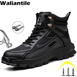 Waliantile Luxury New Men Safety Boots Protect Puncture Proof Indestructible Work Boots Steel Toe Construction Security Shoes