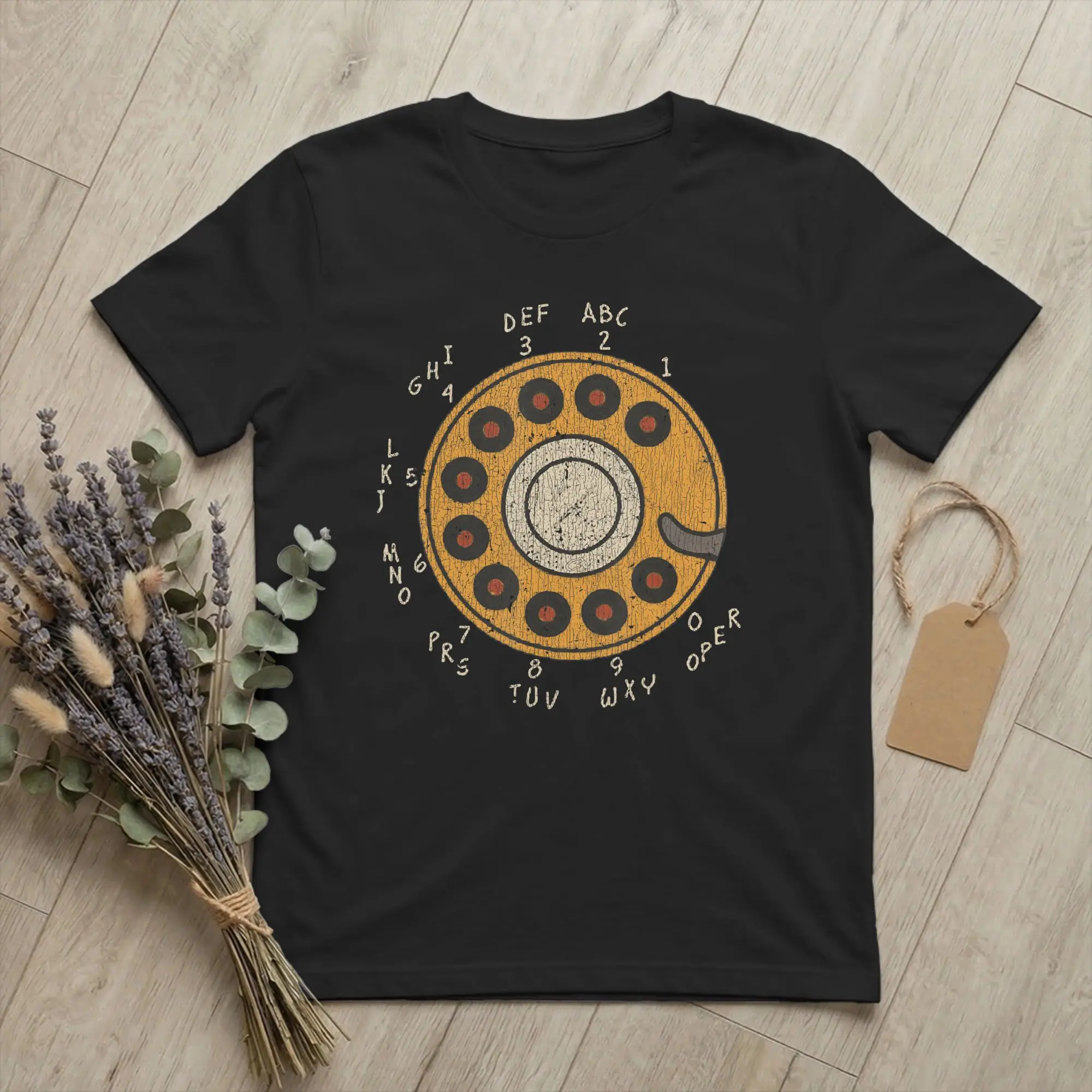Vintage Rotary Dial Telephone Numbers T-Shirts Men Crew Neck Cotton T Shirts Retro Phone Short Sleeve Tee Shirt Gift Idea merch