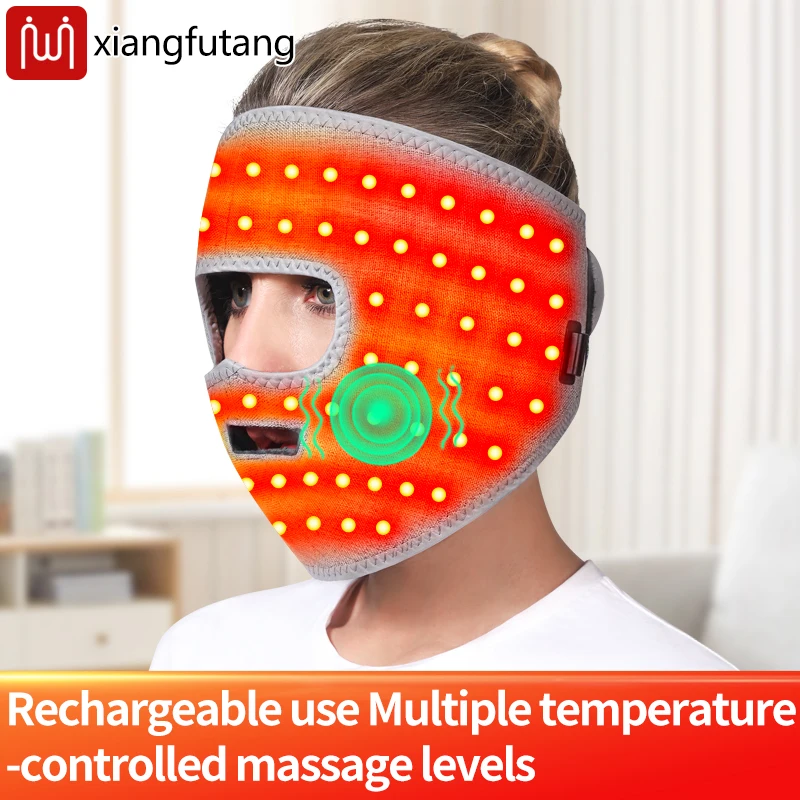 

Full Wrap Red Light Therapy Heated Facial Mask 3 Modes Kneading Vibration Relieves Facial Spasms Muscle Stiffness Jaw Ache