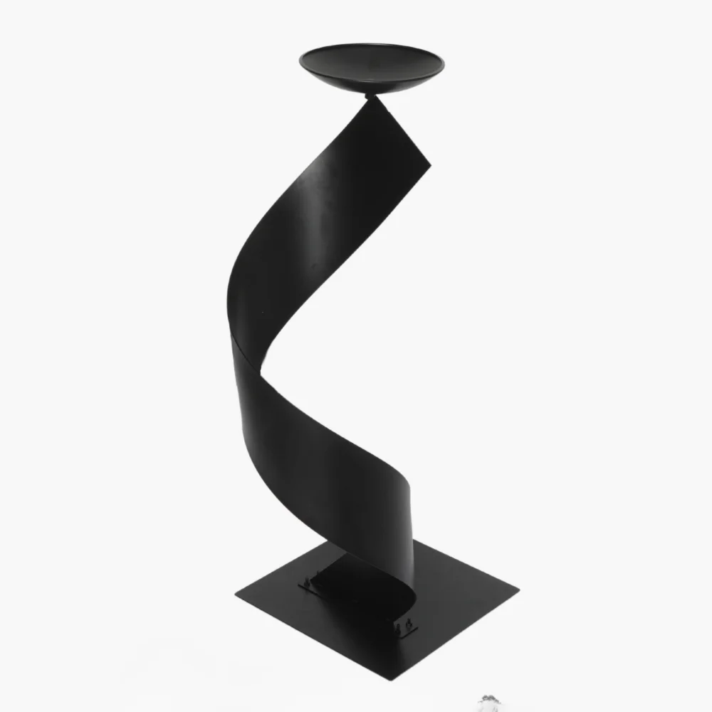 Elegant Black Spiral Ribbon Floral Centerpiece Stand - Ideal for Wedding and Event Table Decor