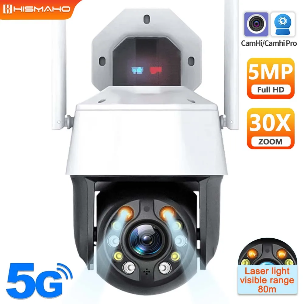 5G WiFi IP Camera 5MP Outdoor Security Protection CCTV Video Surveillance 1080P 30X Optical Zoom Auto Tracking Camhi APP