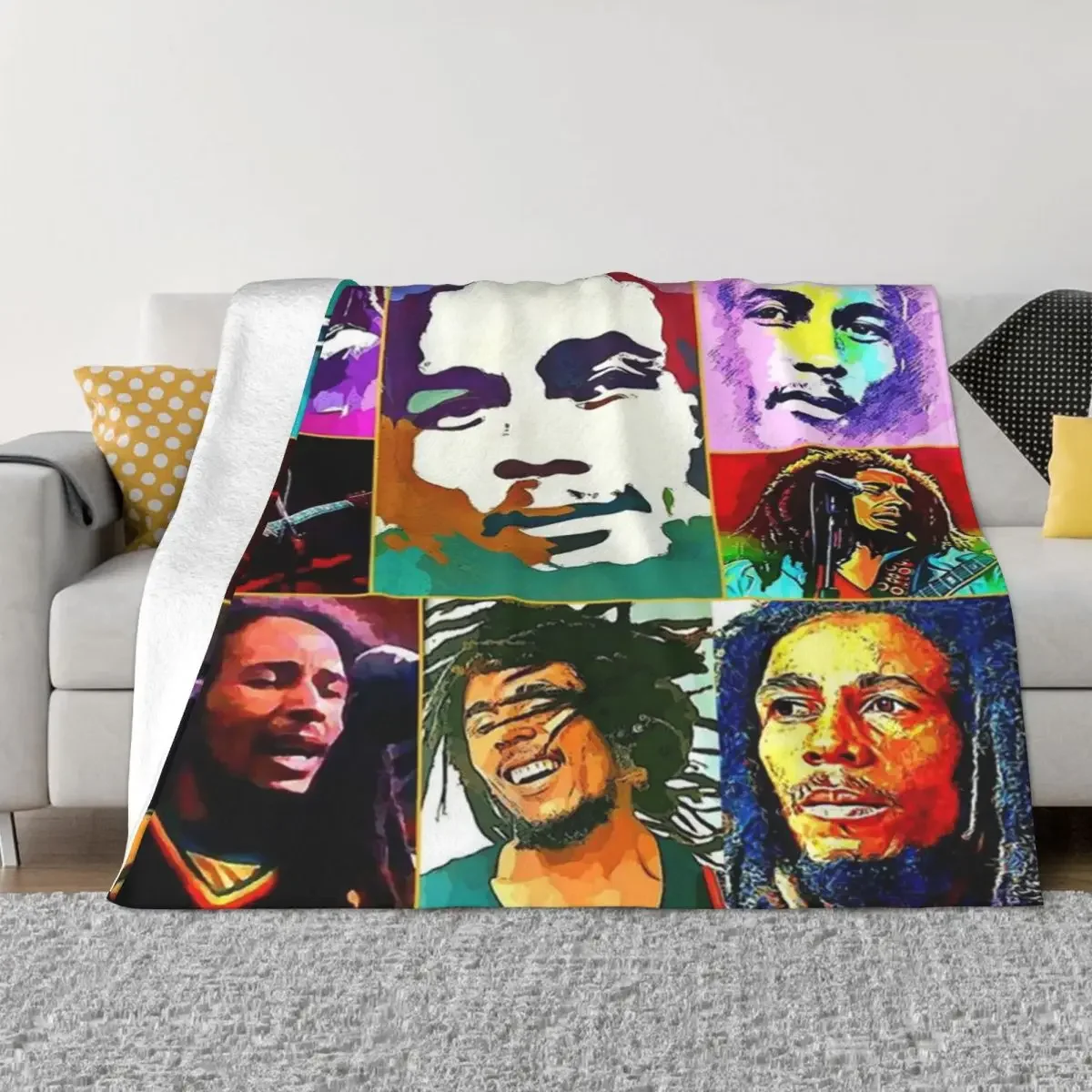 

Bob Marley Art Plaid Babe Blanket Velvet Winter Collage Multifunction Super Soft And Warm Babe Carpets For Sofa Office Quilt