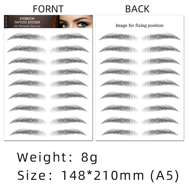 6D Eyebrows Sticker Water Transfer Hair-like Eye Brow Tattoo Sticker Waterproof Long Lasting Fake Eyebrow Cosmetics Makeup Tools