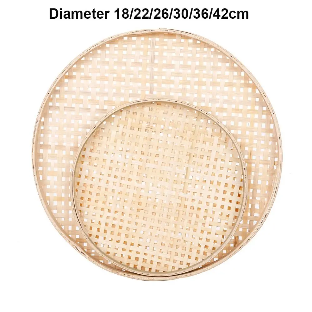 High Quality Handmade Weaving Bamboo Sieve Raft 6 Sizes Easy To Clean Round Dustpan Kitchen Storage Trays Home Decor Fruit Baske
