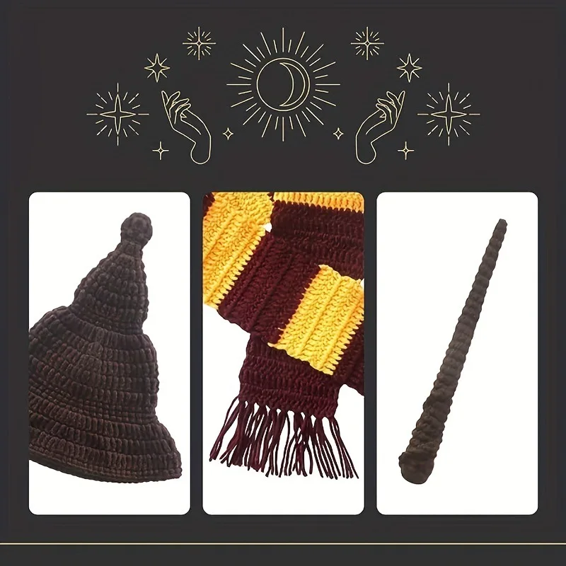 Gryffindor Newborn Baby 100Days Photo Props HarryyPotter Magic Battle Scarf, Magic Cap, Baby Posing, Photo Aid, Accessories Gift