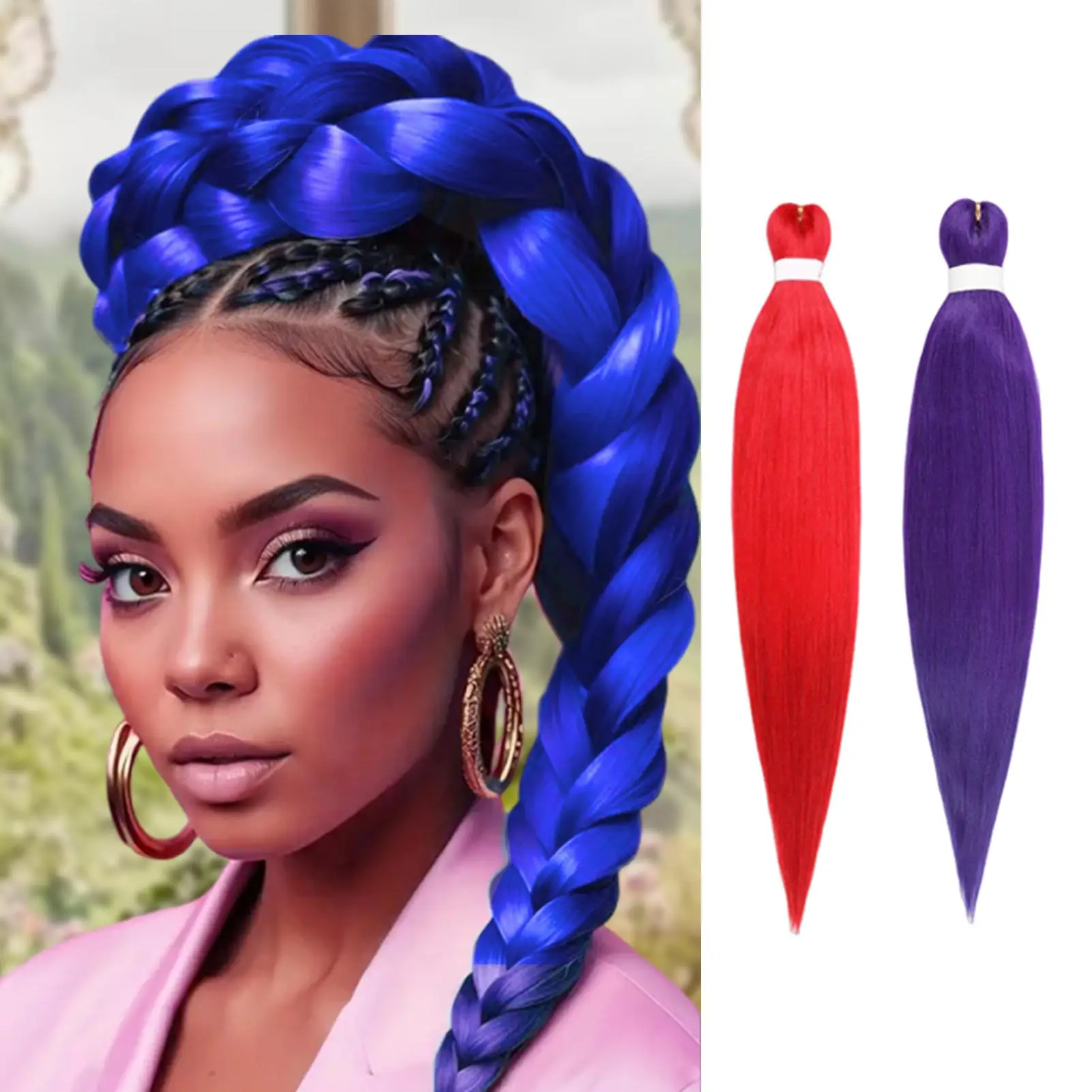 Haarextensies Vlechten 30 inch Vlechthaar Voorgerekt Menselijk haar Synthetische kleurverlenging voor dames Kinderen Meisjes Dagelijks