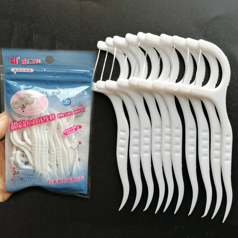 

30PCS Dental Floss Picks Professional Clean Floss Picks Threads Teeth Cleaning