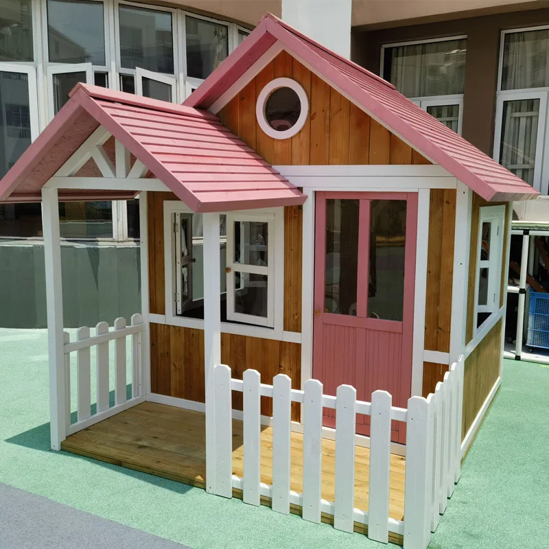 

Factory direct sales wooden children's outdoor game wooden tree house rain and sun protection amusement park
