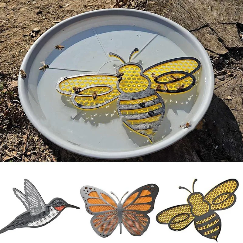 Isla polinadora flotante en forma de abeja, estación de riego de abeja flotante reutilizable impresa en 3D, bandeja para beber de abejas de granja de jardín Natural