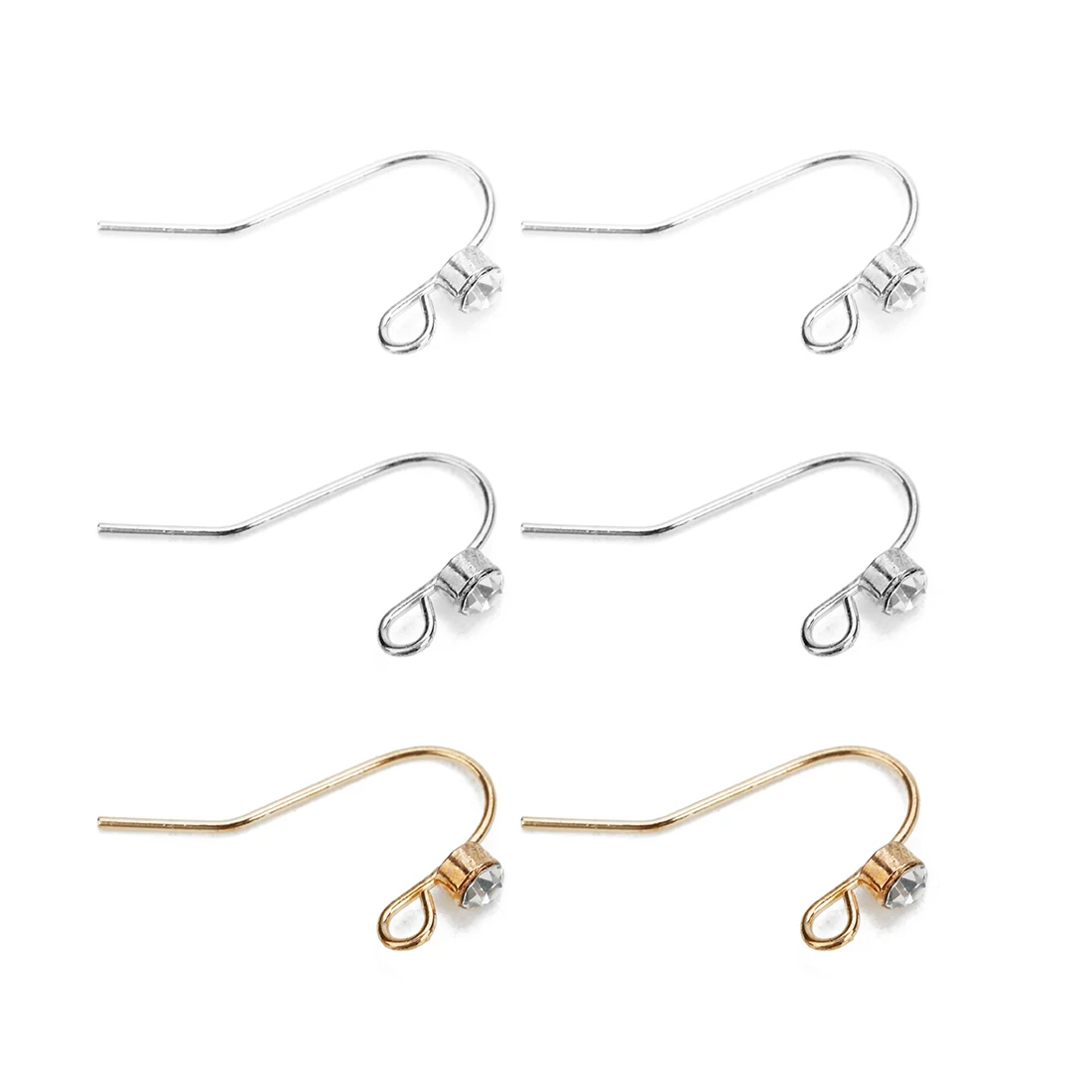 20pcs/lot Copper Inlaid Diamond Ear Hook Allergy Prevention Earring High Quality Low Price For DIY Jewelry Accessories Wholesale