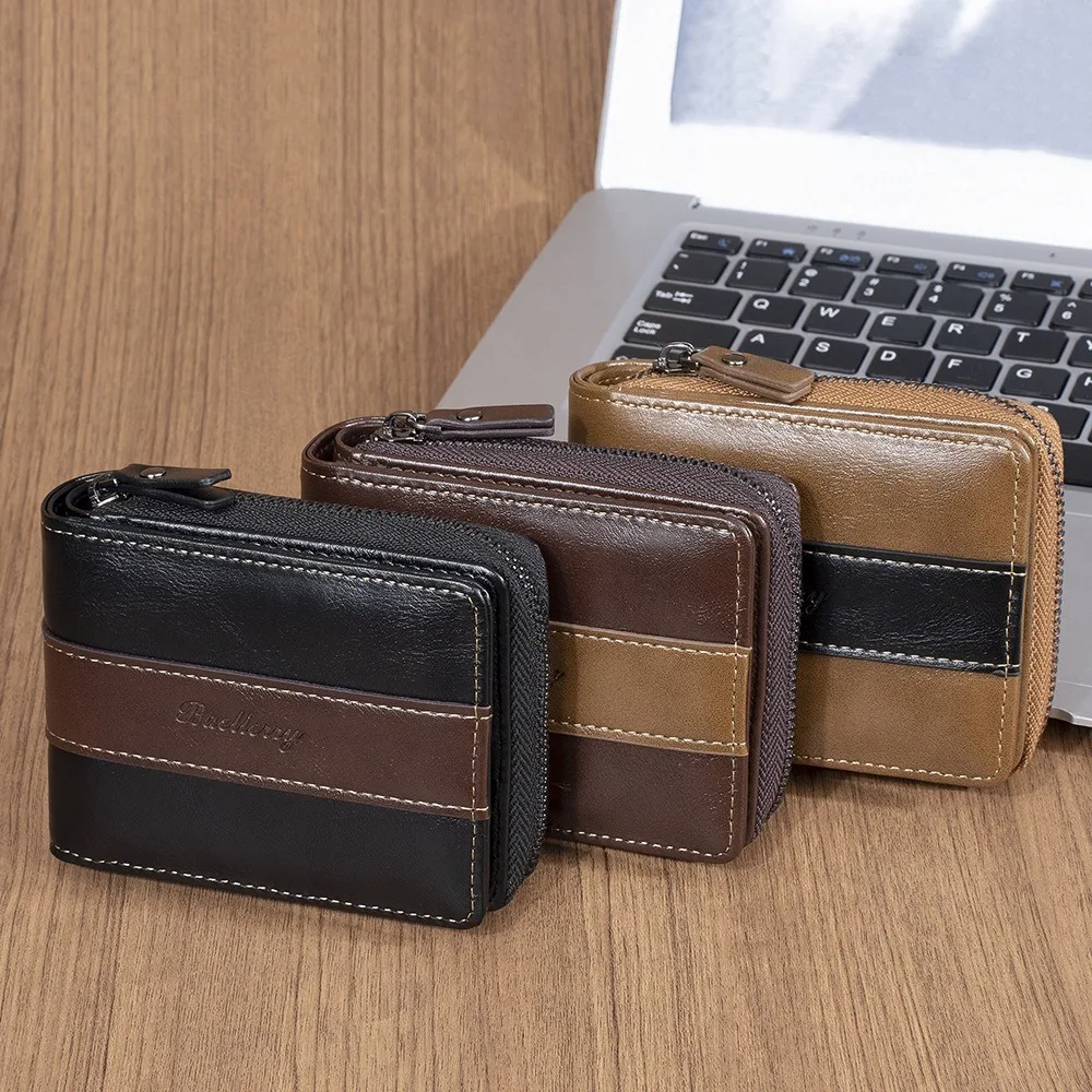 

Anti Theft Zipper Pouch Men Zipper Wallet Credit Card Case Korean Style PU Leather Coin Purse Square Portable Card Holder Male