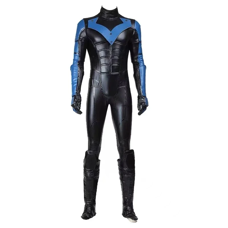 Gioco Bat Arkham City Vestiti Costume Cosplay Dick Grayson Tuta da gioco di ruolo Vestito di carnevale di Halloween con copriscarpe