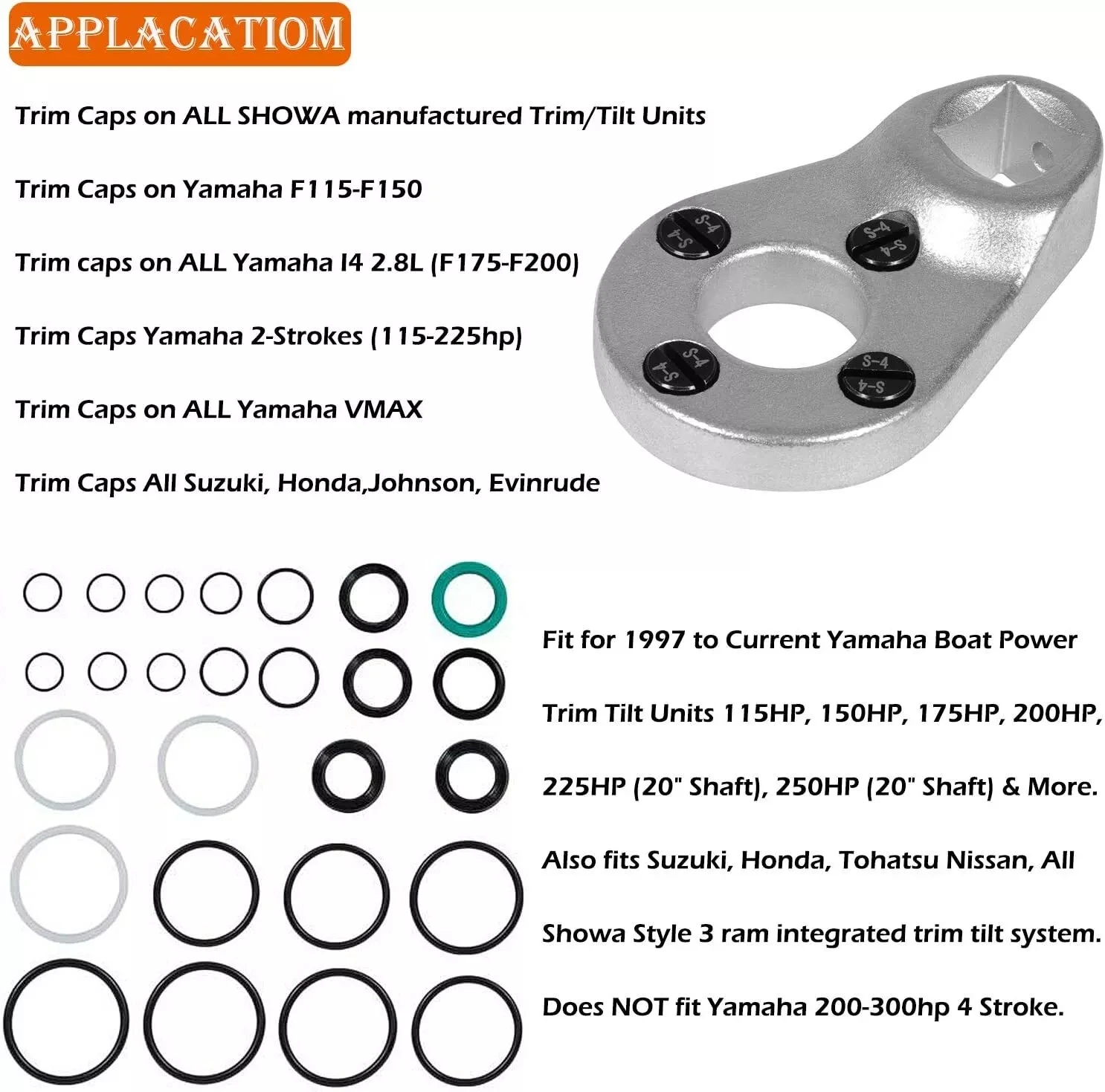 Tml Außenborder-/Kipp stifts chl üssel mt0006 & Power Trim Tilt Seals Kit 115225fs passt für Yamaha Honda Evinrude Suzuki Johnson