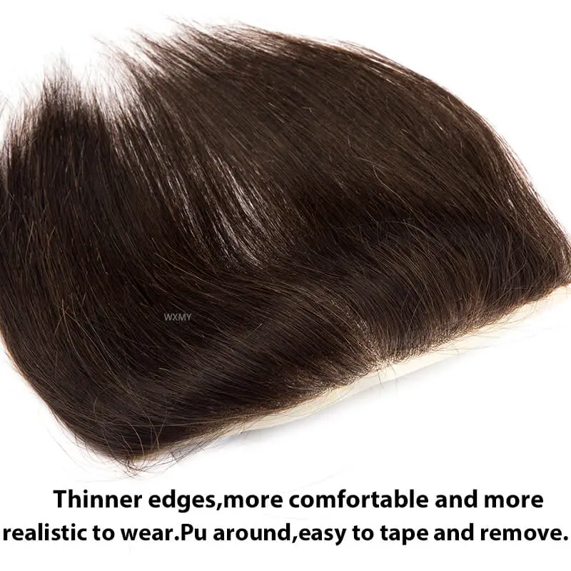 Toupet Man Realistische Front Hairine Menselijk Haar Pruiken Voor Mannen 100% Menselijk Remy Haarstukje Systeem Kant En Pu Mannen Capillaire Prothese