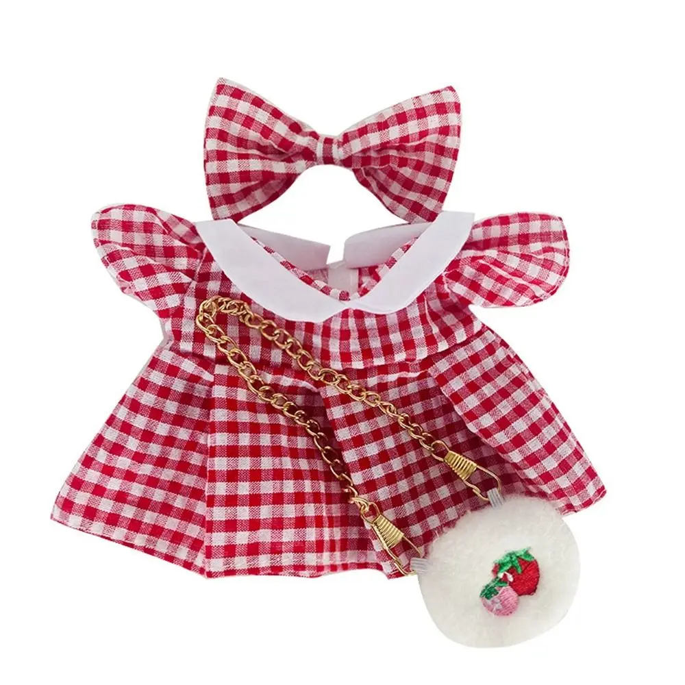 20cm Plush Dolls Clothes Dresses with Headband Decoration Cotton Doll Lovely Spring Summer Princess Dresses Pants