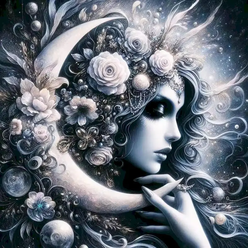 

GATYZTORY Full Square Round Diamond Painting Girl Portrait DIY New Arrival Diamond Mosaic Moon Flower Wall Decor