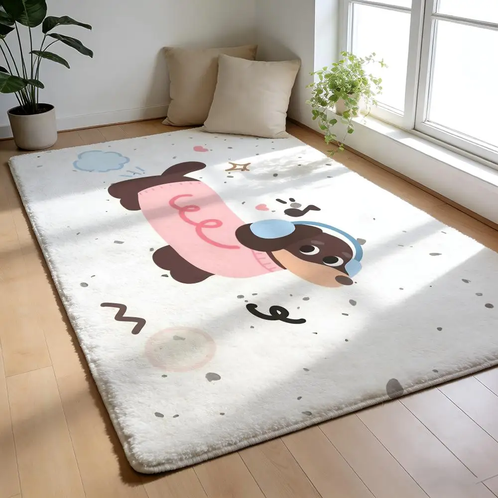 

Floor Mat Soft Flannel Rug Non-Slip Absorbent Mat for Bathroom Bedroom Home Decor Sausage Dog Dachshund cute