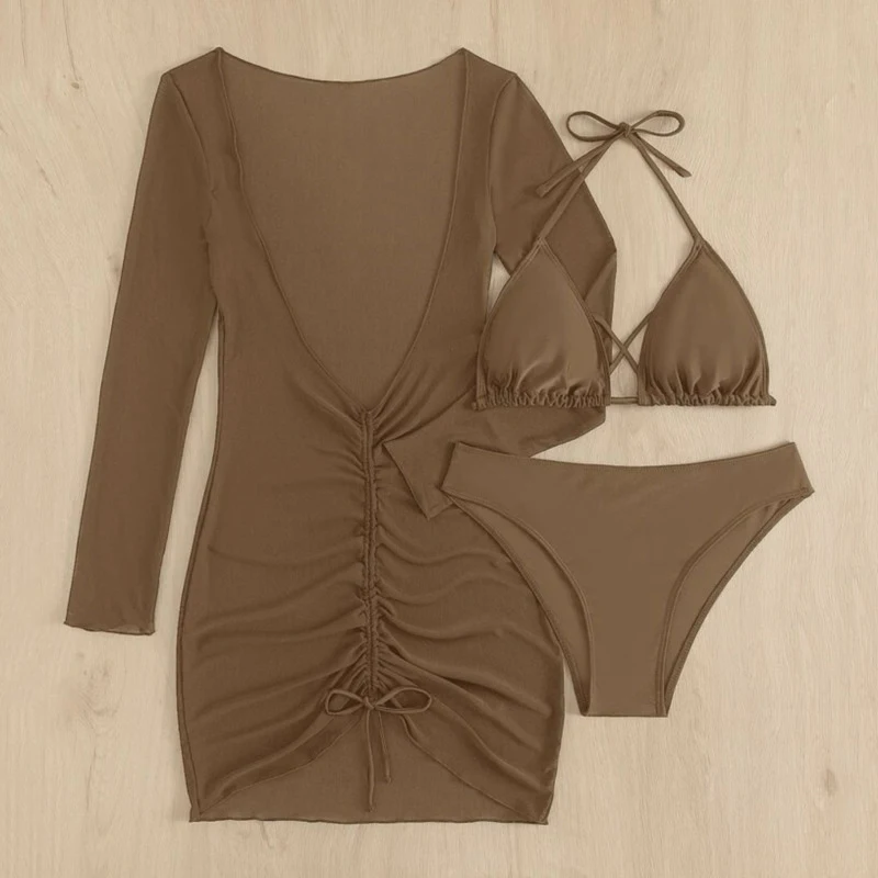 

2026 Sexy 3Pcs Bikinis Set Female Swimsuit Women Three-Piece Swimwear Beach Swim Wear Bathing Suits Brazilian Bikini Pool Bather