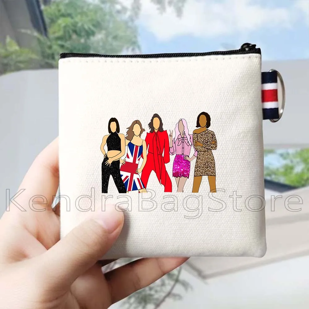 Dompet Koin Lucu Gambar Cetak Spice Girls Fashion Tas Kanvas Tas Persegi Kecil Dompet Tas Lipstik Kartu Penyimpanan Kunci Kantong Ritsleting Portabel