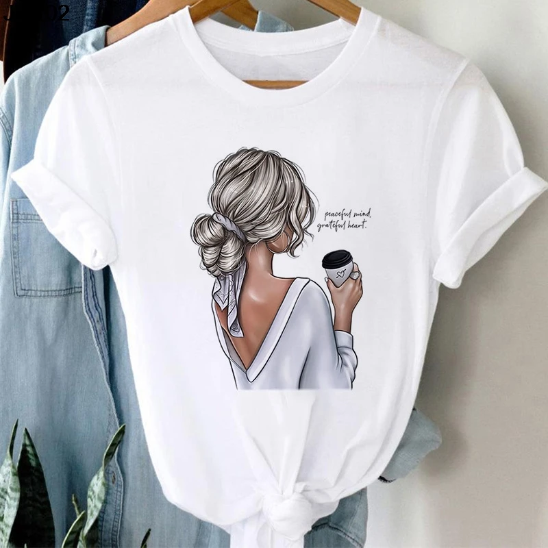 New Harajuku Women\'s Coffee Sweet Girl Printed Female T Shirt Cartoon Short Sleeve Summer Ladies T-shirt Tops Tee Tshirt Clothes