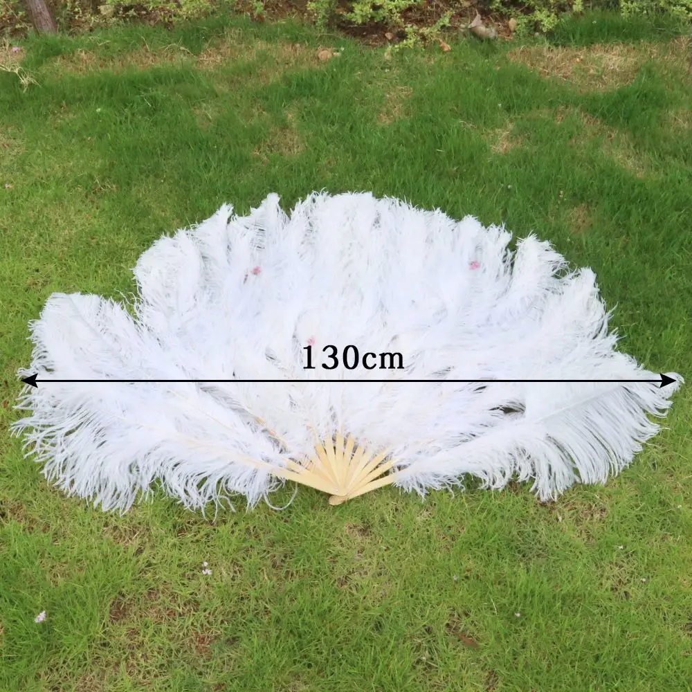 13 Bone Ostrich Feathers Fan Big Hand Held Fan Halloween Party Wedding Celebration Belly Dance Show DIY Decor Feathers Fan 130CM