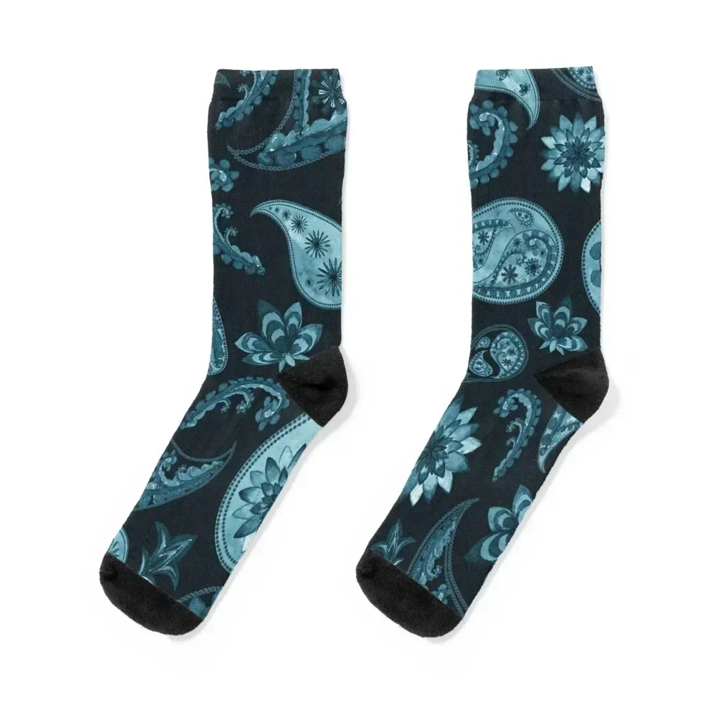 

Blue and Black Paisley Pattern, Persian Paisley Socks Toe sports kawaii new in's happy Man Socks Women's
