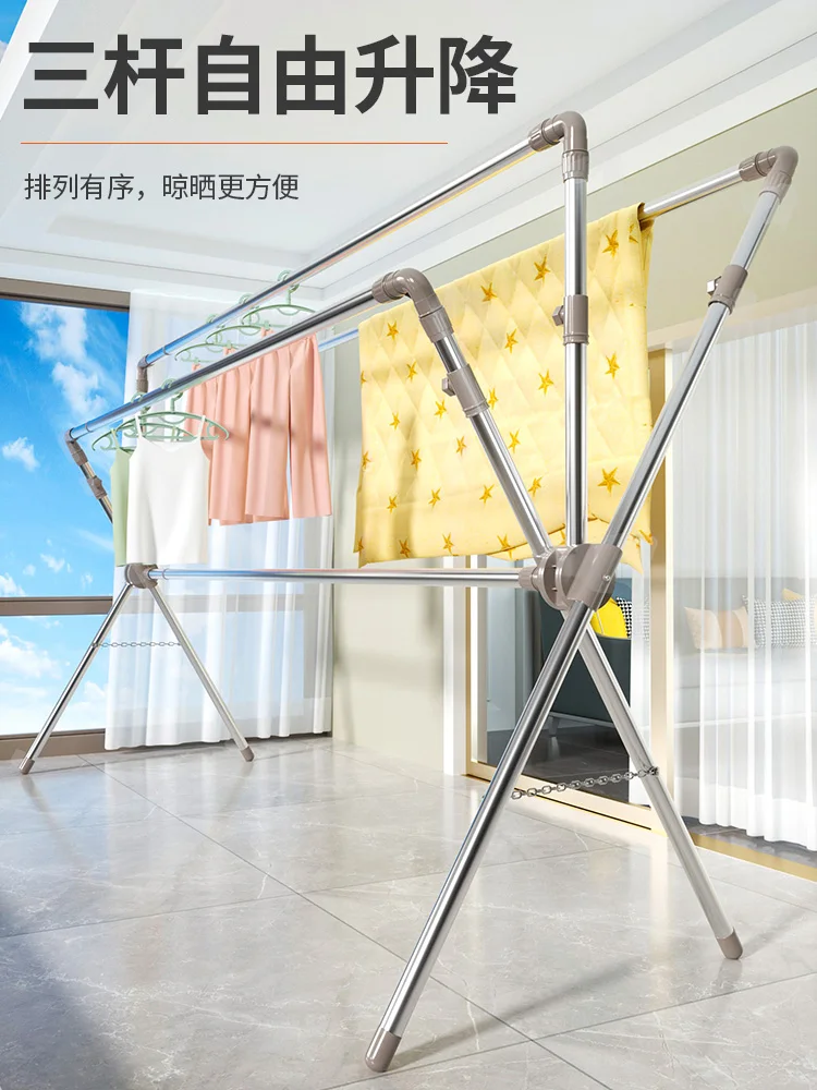 Folding and telescopic balcony for drying blankets, household clothes cooling poles, outdoor clothes drying racks