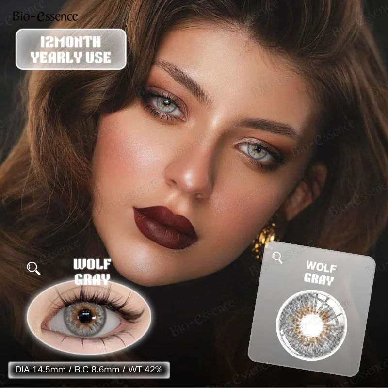 Bio-essence 1 Paar Farbige Kontaktlinsen Graue Augenfarblinsen Make-up Farbige Pupillen Blaue Augenlinsen Grüne Linsen Jährliche Kosmetiklinsen – Detail 18