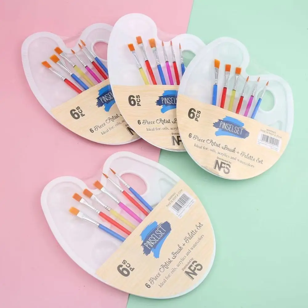 Gouache Brush Coloring Artist Student Oil Painting Palette Art Painting Supplies Watercolor Tray Art Oval Palette Brush Set