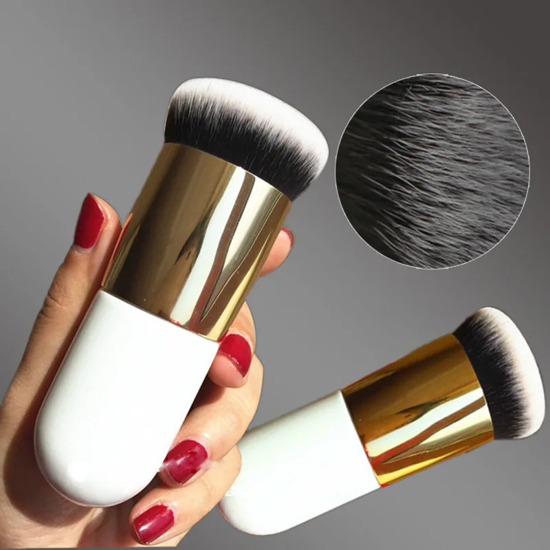 1 Pieza Brocha de Base Chubby Plana para Crema, Brochas de Maquillaje Profesionales para Cosmética