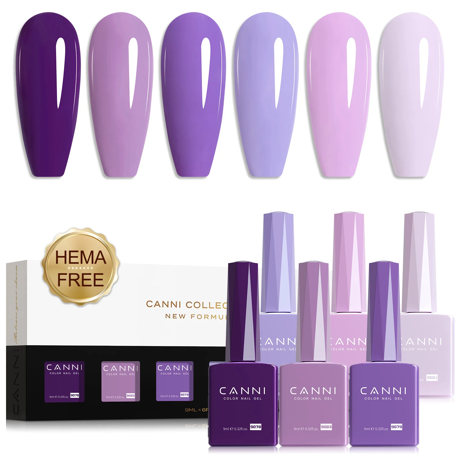 CANNI Nail Gel Polish Set HEMA FREE Gorgeous Color Semi Permanent Full Coverage Pigmented Paint Soak off UV LED Gel Nail Varnish