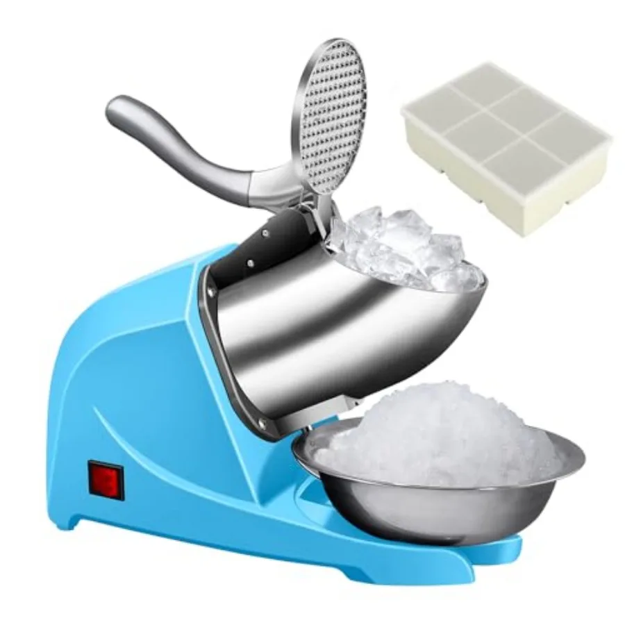 

4-Blades Electric Ice Shaver Machine, 200lbs/hr Ice Crusher with Ice Tray for Home and Commercial Use Blue