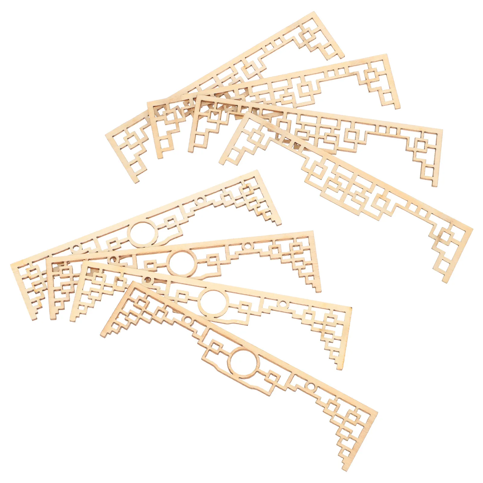 8Pcs Chinese Architectural Mini House Screen Decorative Wood Doors for Sand Table Micro Landscape Miniature Furniture for DIY