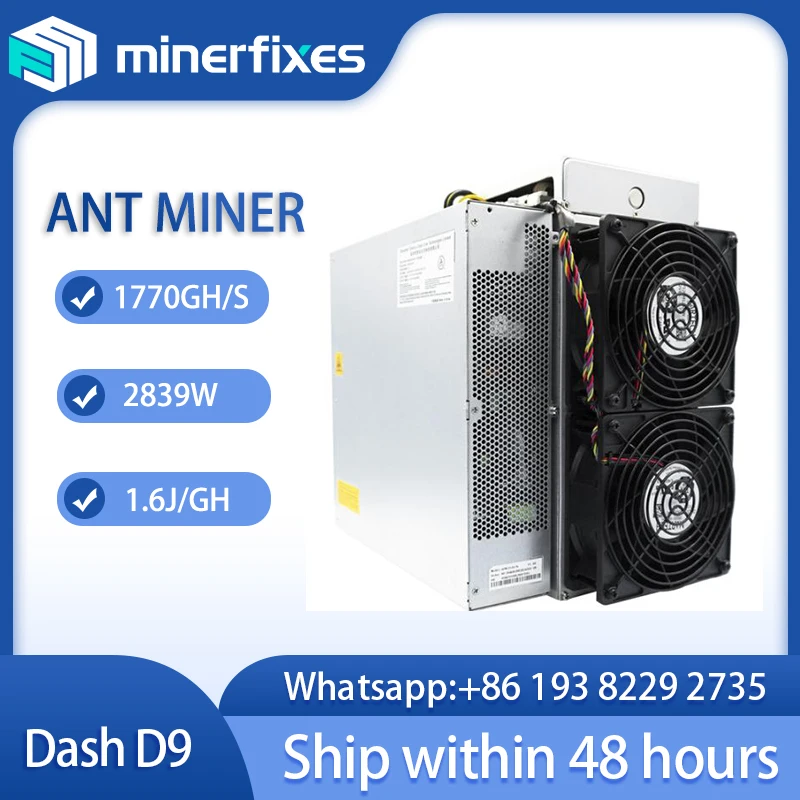 

new Antminer D9 (1770Gh) Bitmain Mining X11 Algorithm with a Maximum Hashrate Dash miner 2839W with PSU free shipping