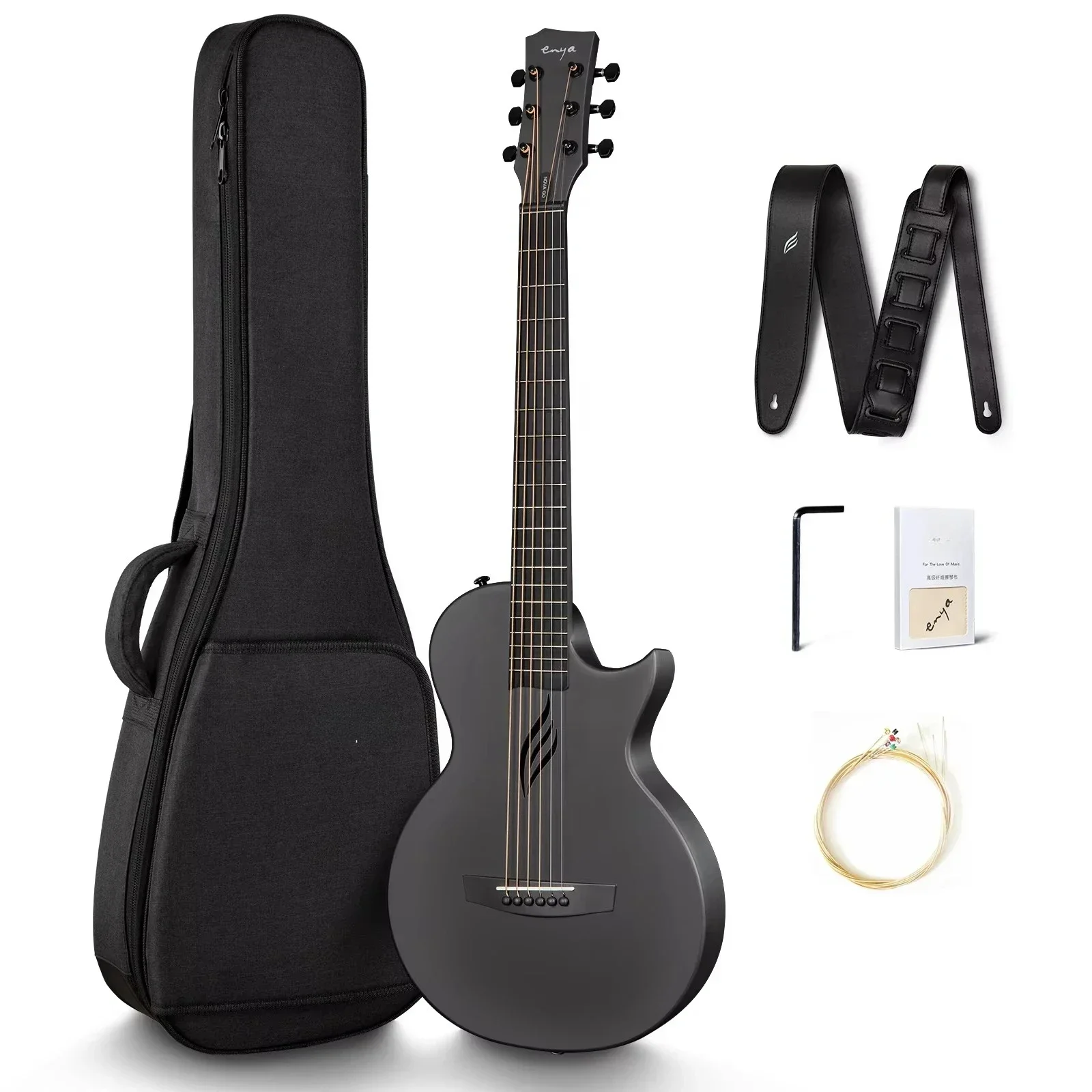 Guitarra Acústica de Fibra de Carbono de una Pieza, 35 Pulgadas, Guitarras de Viaje con Kit para Principiantes, Incluye Funda y Correa, Precio de Fábrica