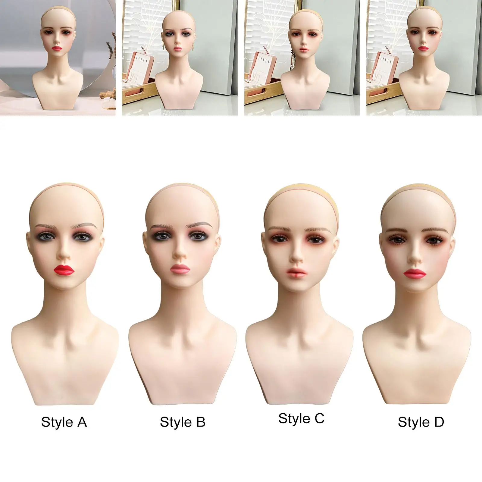 

Female Mannequin Head ,Manikin , Multifunctional Wig Display Stand with Shoulder for Wigs Making Styling Scarf Hats Hairpieces