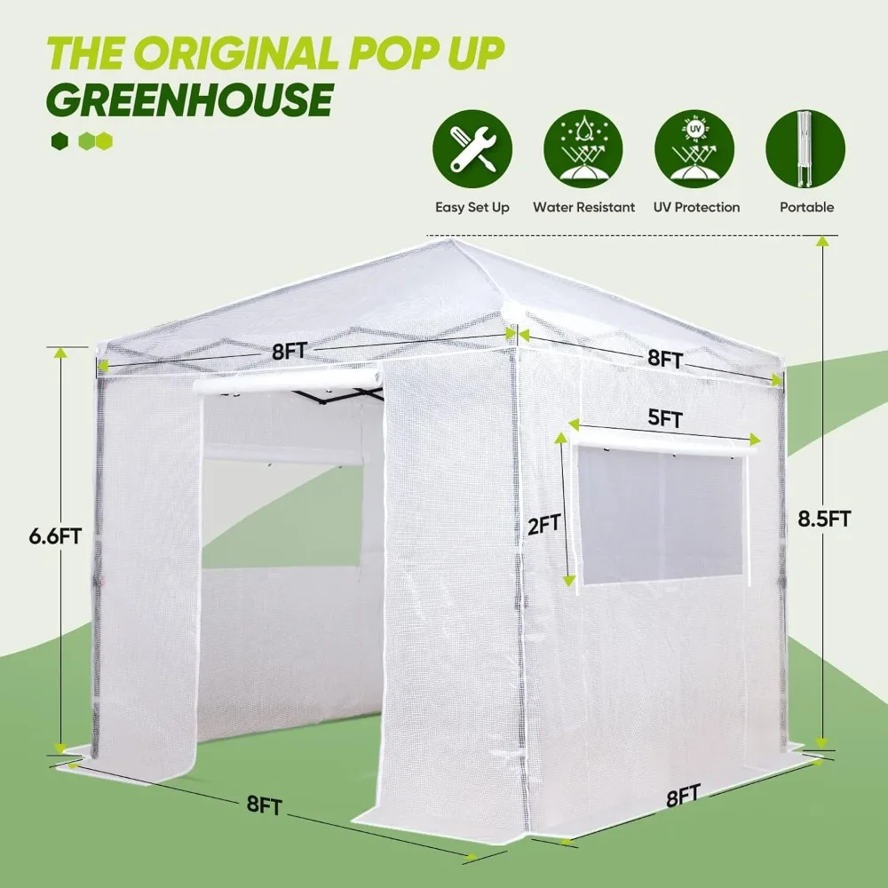 الدفيئة المنبثقة الفورية للبستنة النباتية الداخلية والخارجية مع أبواب قابلة للطي ونوافذ جانبية ووصول المشي