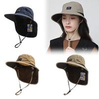 Unisex Summer Wide Brim Waterproof and Quick-drying Panama Sun Breathable with Visor Outdoor Hats Hat Mesh Flap Caps Bucket T5A3